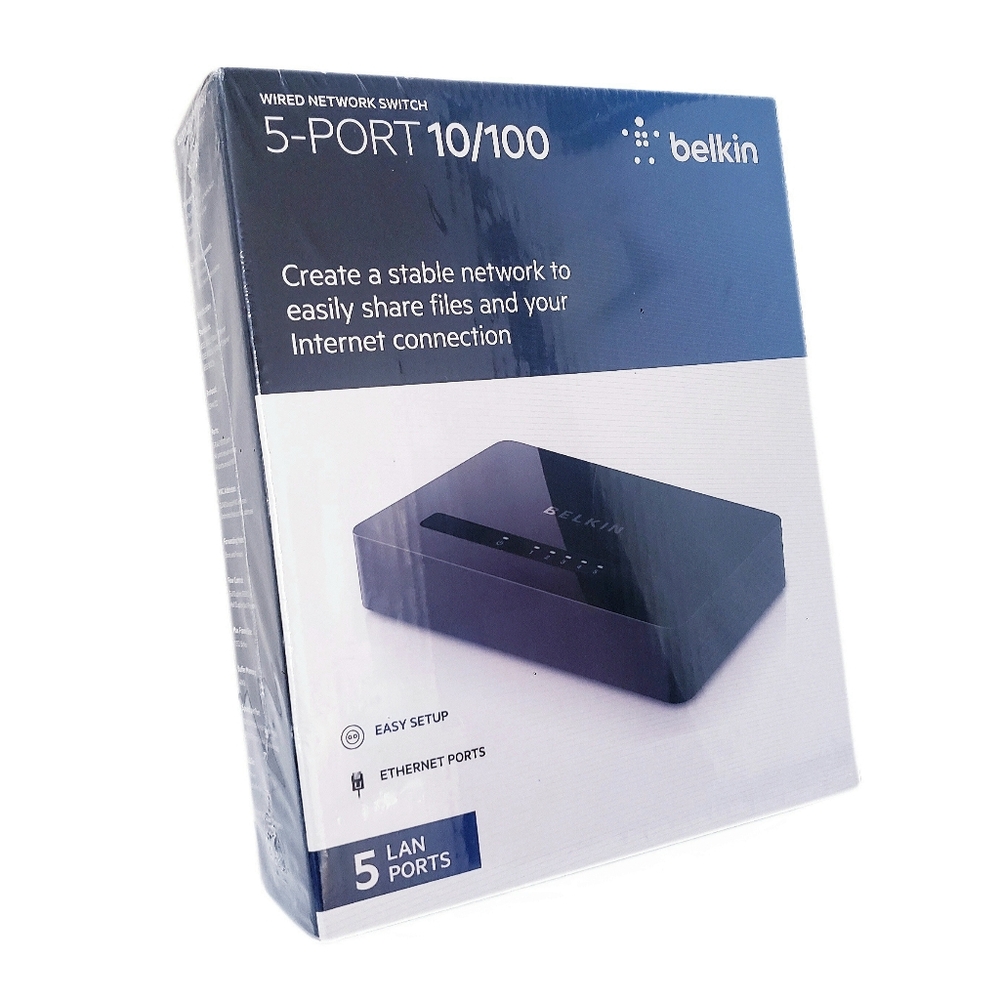 Belkin 5-Port 10/100 Mbps Wired Network Ethernet Switch F4G0500 New Sealed